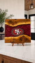 Walnut board with red resin river and San Francisco crest